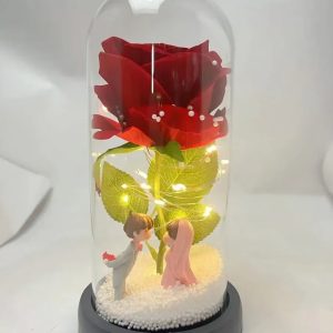 Svjetleća vječna ruža u staklenom zvonu